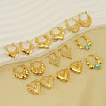 Luxury 18K Gold Plated Geometric Stainless Steel Stud Earrings Waterproof Hypoallergenic Heart Shaped Trendy