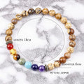 Handmade Natural Healing Picture Gem Stone Crystal Beads 6mm Beaded 7 Chakras Elastic Cord Bracelet Men Women Jewelry