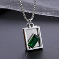 New North Geometric Charm Necklace Fashion Stainless Steel Jewelry Choker Emerald Cubic Zirconia Pendant Necklace for Women Gift