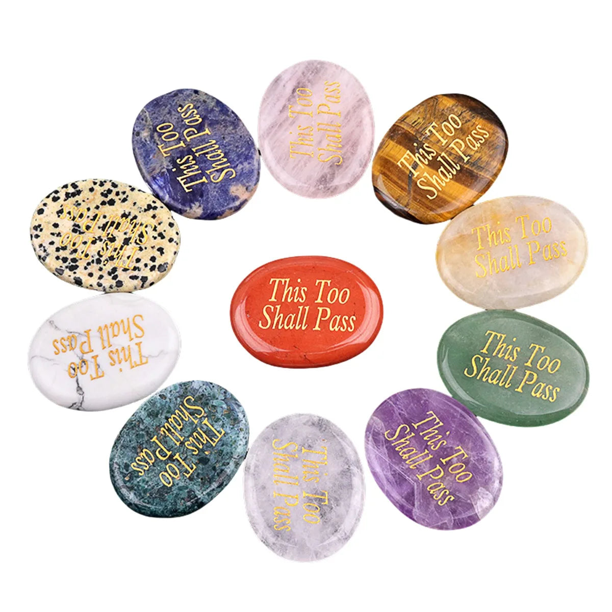 Hot Sale Crystal  Stone Engraved  "Everything Will Pass"  Collections  with Love Style Happiness Wealth Courage Stone