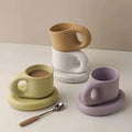 Nordic Ceramic  Cute Coffee Cup and Saucer Set Unique Design Tea Mug 270ml  Custom Fat Ceramic Mug for Gift