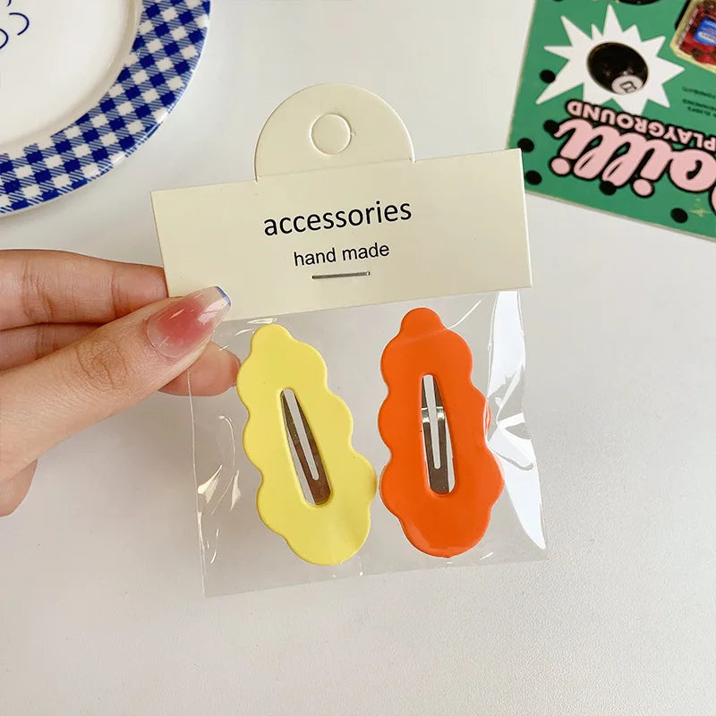 MIO New Kids Acrylic Hair Clip 1/2pcs Handmade Bobby Pin Barrettes Solid Color Metal Bb Clip for Girl Hair Accessories