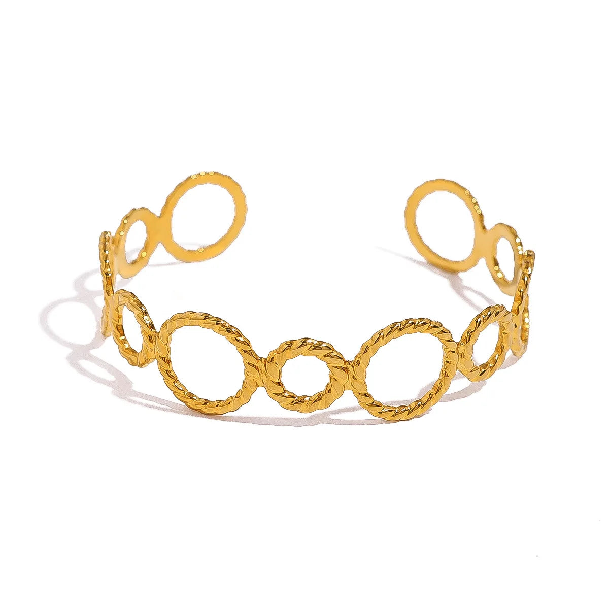 Stainless Steel 18k Gold Plated Waterproof Threaded Ring Splicing Open Bracelet Colored Beaded Women Bracelets YF6263