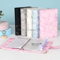 2026 Hot Selling A5 A6 Marble PU Faux Leather Notebook Cover Budget Binder 6 Rings Loose Leaf Binding Planner