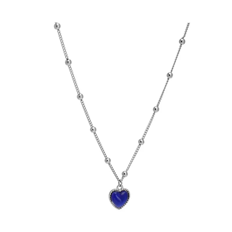 Fashion Mood Necklaces Peach Pendant Necklace Stainless Steel Chain Heart Pendant Temperature Control Color Change Necklace