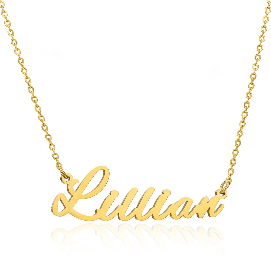 Custom Name Pendant Necklace Women Men Stainless Steel Nameplate Link Chain Gold Plating Featuring Pearl Jewelry Accessories