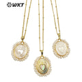 WT-JN155 Fashion 18K REAL Gold Plated Saint Mary Heart Shell Pendant Necklace WKT Hot Gold Bezel Shell Angel Heart Necklace