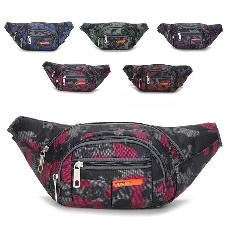 Waterpoof Portable Nylon Stylish Fanny Pack Red Camouflage Sport Waist Bag Crossbody Camouflage Waist Hip Bag Pouch