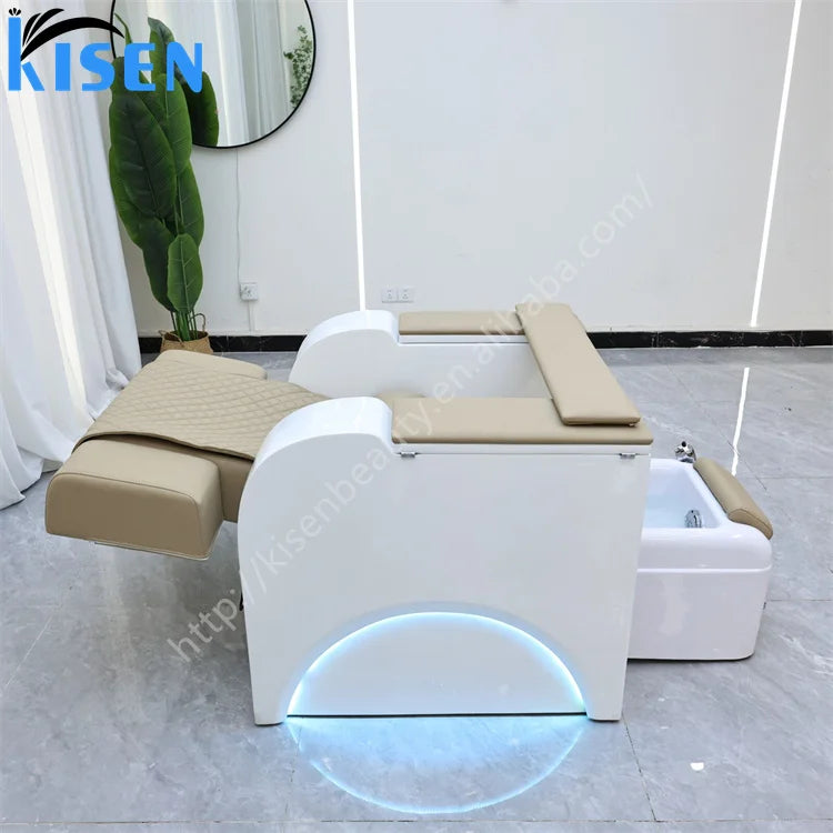 Kisen Luxury Beauty Nail Salon Electric Reclining Pipeless Whirlpool Pink Beige Black White Foot Spa Pedicure Chair for Sale