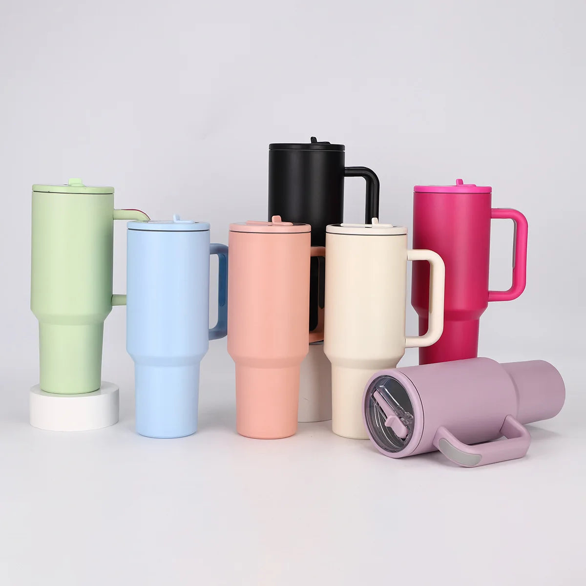 40 oz Tumbler with Handle and Flip Straw Lid Stainless Steel Water Bottle Travel Mug