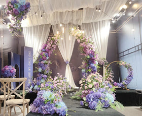 S02278 Customize Wedding Background Decoration Wedding Flowers Table Centerpieces Flower Row Purple Kissing Balls for Wedding