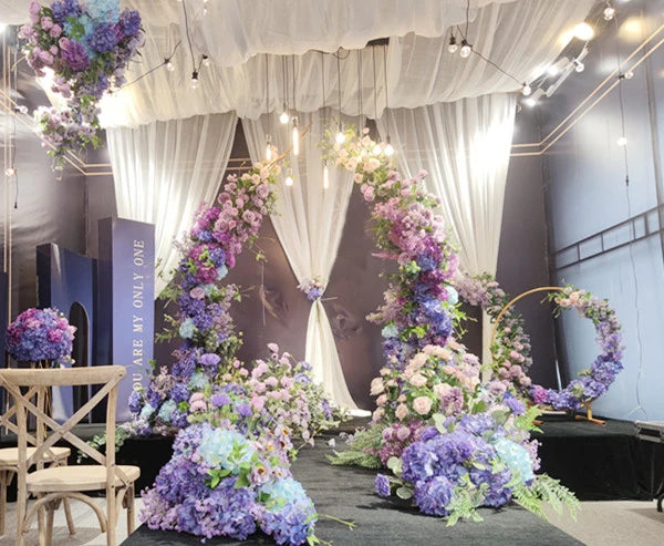 S02278 Customize Wedding Background Decoration Wedding Flowers Table Centerpieces Flower Row Purple Kissing Balls for Wedding