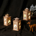 Wooden Christmas Lights House Candlestick Table Windproof Light Props Painted Xmas Night Lights 16*9*9cm Semi-manual Craft