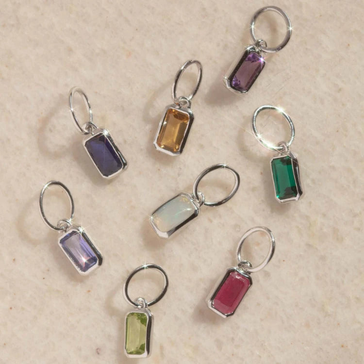 X132 Wholesale Gold Plated Stainless Steel Cubic Zirconia DIY Charms Crystals Healing Stones 12 Birthstone Charm Pendant Jewelry