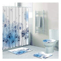 4 Piece Shower Curtain Sets with Non-Slip Rugs Toilet Lid Cover and Bath Mat Durable Waterproof Shower Curtains with