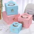 Wedding Recyclable Paper Cake Box with UV Coating & Embossing Portable Dessert Packaging Gift Box for Bakery Cakes