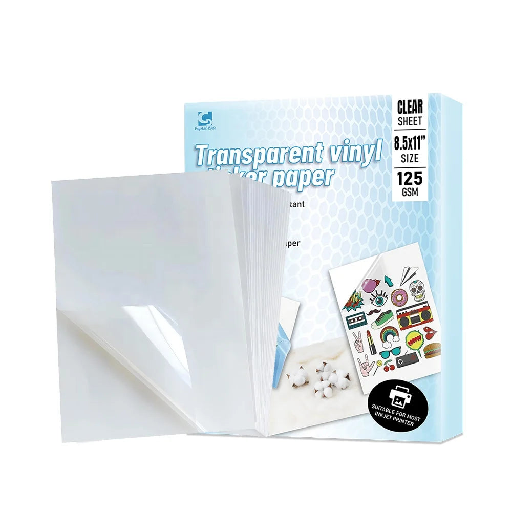 Wholesale Crystalcode Transfer Transparent Stickers Vinyl Clear Sheet Custom A4 Sticker Paper