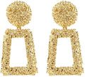 Factory Hot-Sale Dangle Earrings Large Metal Rectangle Geometric Statement Drop Earrings for Women