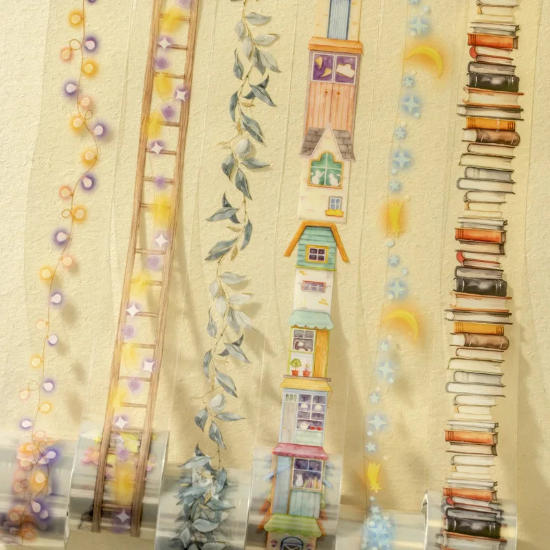 1Roll Landscaping Seamless Tape Night Reading Series 6 Life Handbook Material Bottoming Decoration