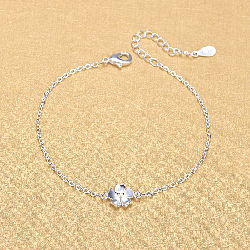 Silver Plated Cherry Blossoms Women Flower Bracelet Wholesales