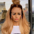 Factory Delivery Ombre Honey Blonde Color Half Ponytail Cuticle Aligned Human Hair Lace Front Wigs