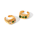 High Quality Classic Vintage Women Stainless Steel Rings 18K Gold Hammered Multi-Colored Zircon Rings