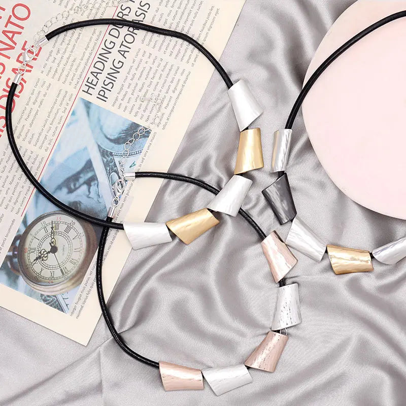 TongLing Necklaces Fashion New Multi-Layer Geometric Square Pendant Beautiful Fashion Necklaces for Women
