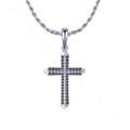 RINNTIN NMN06 Custom Black Zircon Sterling Silver Cross Pendant Necklace with 20 22 24 Inch Chain for Men in Gold & Silver