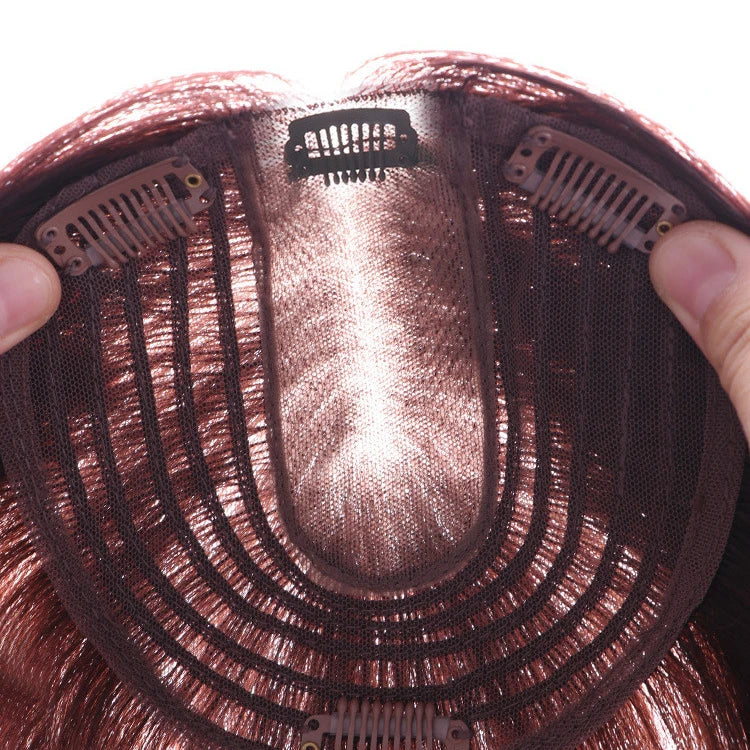 LONGFOR Cover Gray Hair Black and Dark Brown Natural Straight Hair Topper Human Hair