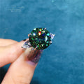 New Arrival Silver 925 Original 6 Carat Brilliant Cut Diamond Test Past Blue&Green Moissanite Party Ring for Women Fine Jewelry