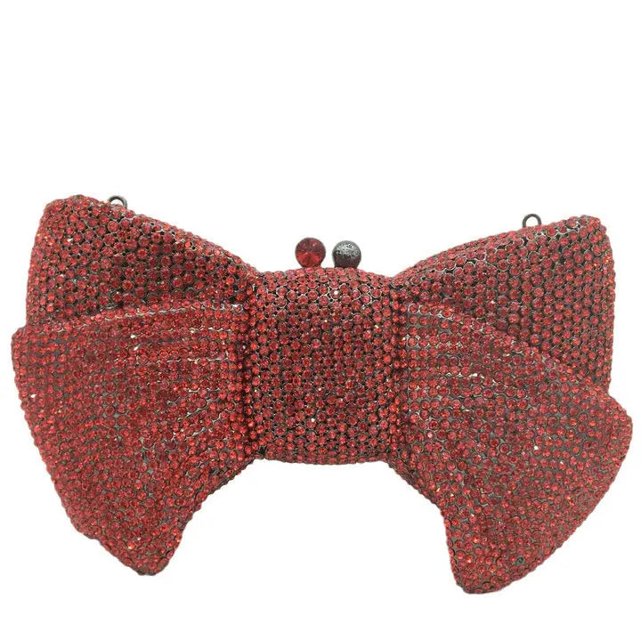Factory Luxury Jewel Box Crystal Rhinestone Bow Shape Clutch Purse Bag for Party Evening Handbag