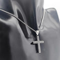 Real 925 Silver with CZ Stones Iced Out Hip Pop Men Black Cross Pendant