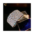 Luxury White Round Cubic Zirconia Big Wide Chunky Dubai Wedding Jewelry Bridal Cuff Bangle Bracelet for Women