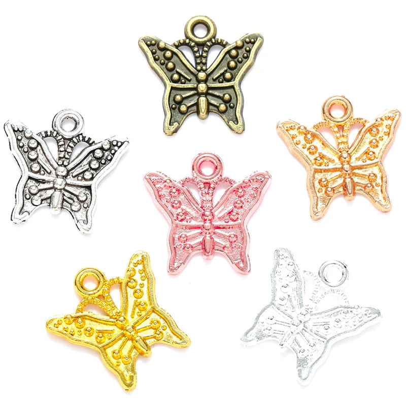 100pcs/bag butterfly Charms for Bracelets Necklace Pendant DIY Handmade Jewelry Making Accessories 17*16.5mm D2130