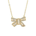 Daidan Bow Cute Cz Zirconia 18K Gold Plated Sterling Silver Necklace for Women Girls