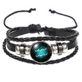 12 Zodiac Sign Bracelet Zodiac Mens Bracelets Braided Handmade Charm Leather Bracelet Punk Rock Women Jewelry