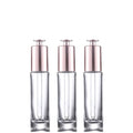 Custom logo 15ml clear Glass Dropper Bottle with Gold Rose Press Cap Cosmetic Package Container for Essence Oil in Good Price