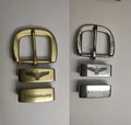 Solid Stainless Steel Set Custom Engraved Name logo 40mm Brass Copper 3pcs Pin Buckle Set for Belt