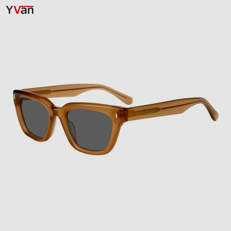 2023 New Trendy Shades Sunglasses Small Frame Custo Vintage UV400 Acetate Polarized Sun Glasses Square Clear Brown Sunglasses