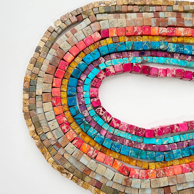 Wholesale Imperial Jasper Gemstone Beads Square Shape Loose Stone Beads for Jewelry Making