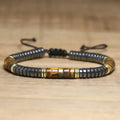 Boho Gemstone Beaded Bracelet for Men Women Handmade Braided Adjustable Natural Tiger Eye Stone Bracelet Anniversary Jewelry