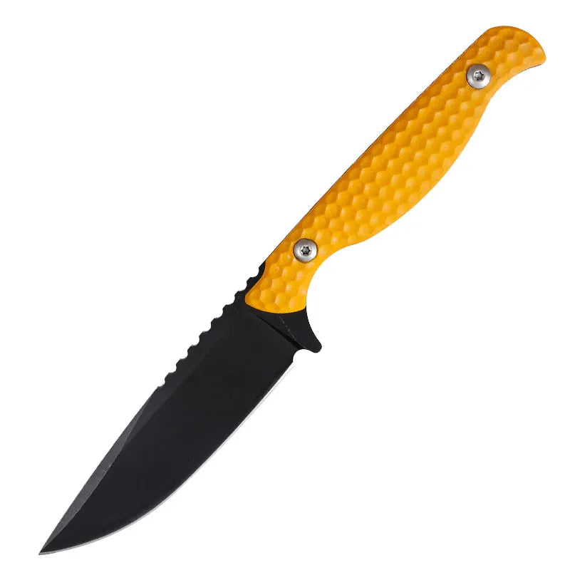 Outdoor Stainless Steel Fixed Blade Hunting Tactical Bowie Survival Knife G10 Handle Push Button OEM Customizable for Combat