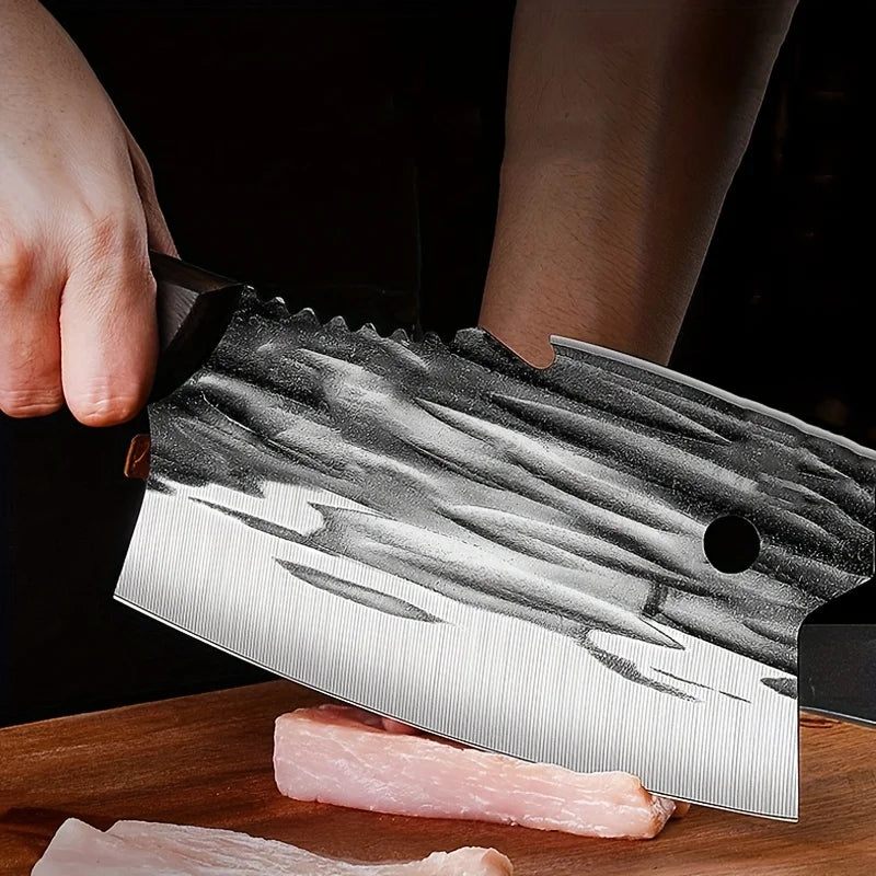 Forged Carbon Steel Chinese Kitchen Knife Chopping Bone Knife Thickened Material Multi-function Knife
