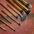MORPH Y Collection W087 9pcs Gold Metal Handle Synthetic Fiber Makeup Brush Set in Stock Privately Label Makeup Brush Set