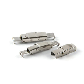Stainless Steel Flat Leather Cord Clasps for Bracelet Metal End Clasps Necklace Connector Jewelry Making