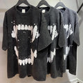 Vintage Washed 100% Cotton Tshirt for Men Custom Black Printed Oversized 250g Fabric Weight Solid Pattern Type