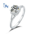 Solid Silver White Gold Plated 4 Claw Round 1ct Moissanite Engagement Ring Women Wedding Bride Bridal Jewelry Moissanite Ring