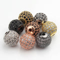 Wholesale 12mm Brass Micro Pave CZ Zircon Beads round Metal Spacer for DIY Bracelet Jewelry Findings & Components