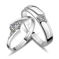 Valentine's Day Gift 925 Silver Plated Crystal Zircon Men Women Couple Lovers Adjustable Wedding Engagement Bands Rings Jewelry