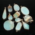 Light Blue Round/Oval Shape Natural Stone Gem Amazonite Unisex Fashionable Necklace Charm Pendant for DIY Jewelry Accessories